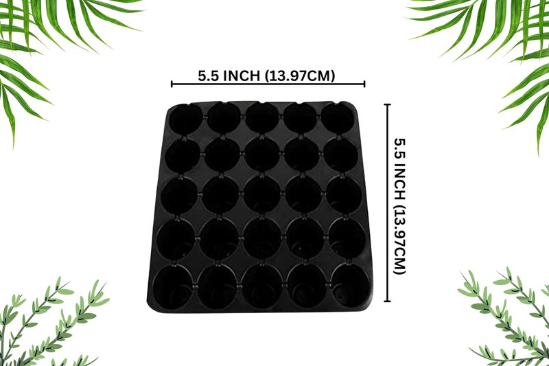 Halsey Germination Seedling Tray - 25 Big Holes Square Seedling Trays for Plants, Seed Tray and Plant Tray, Reusable Trays for Garden Plantation, Black, Pack of 5 - Image 2