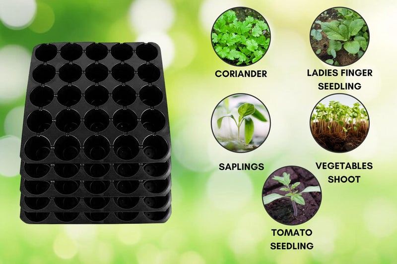 Halsey Germination Seedling Tray - 25 Big Holes Square Seedling Trays for Plants, Seed Tray and Plant Tray, Reusable Trays for Garden Plantation, Black, Pack of 5 - Image 4