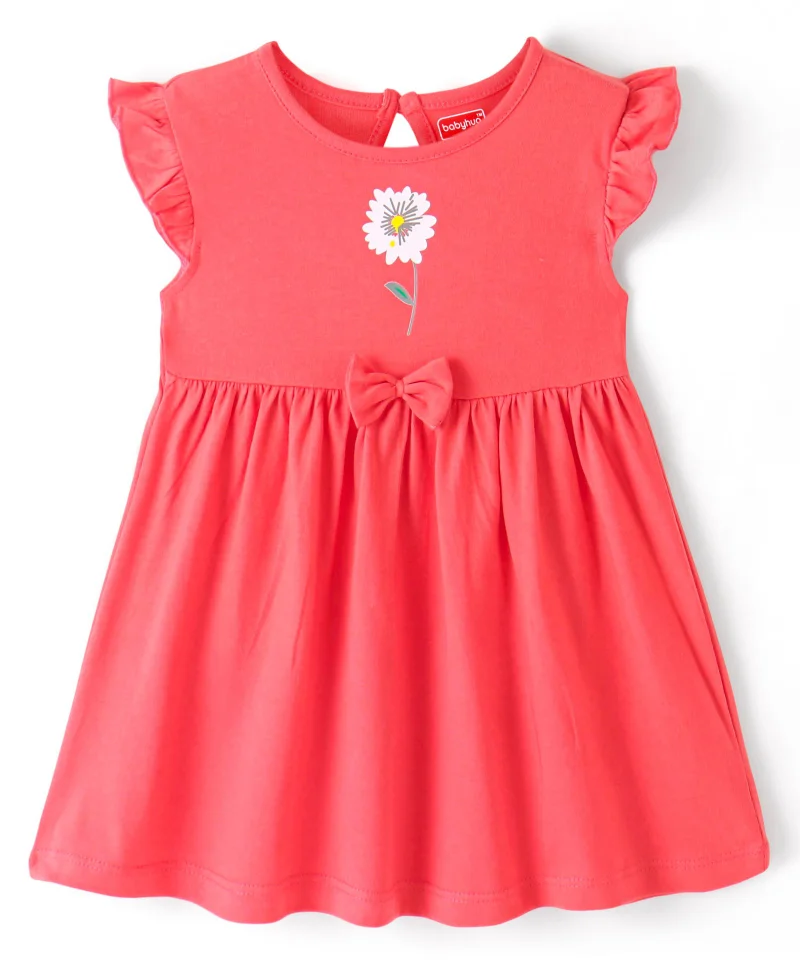 babyhug Babyhug 2 Pack Cotton Knit  Half Frill Sleeves Frocks Apple Print - Multicolor