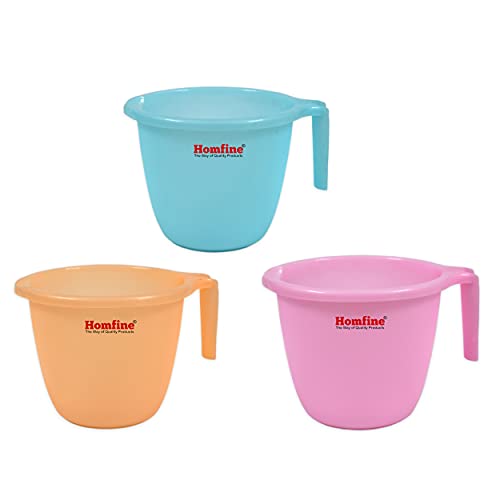 Homfine Combo Set of 3Pcs 1ltr Frosty Bath Mug for Multipurpose Use in Home, Kitchen (3U, Plastic, 1000ml) - Image 1