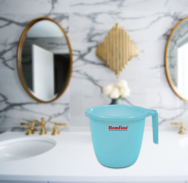 Homfine Combo Set of 3Pcs 1ltr Frosty Bath Mug for Multipurpose Use in Home, Kitchen (3U, Plastic, 1000ml) - Image 2