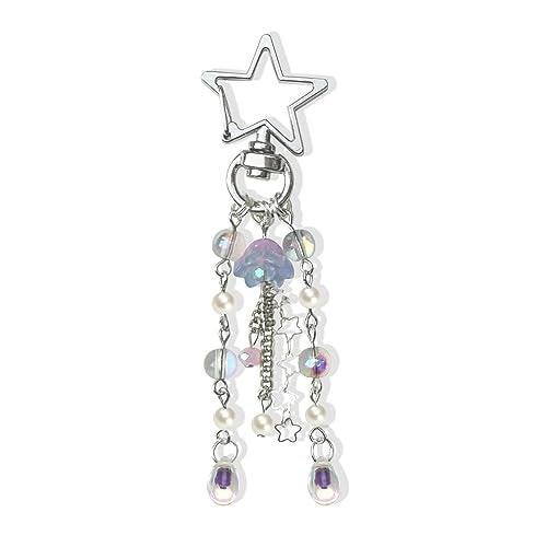 Agromusk Jellyfish Keychain,Cute Y2K Car Keychains for Women Girls Jellyfish Bag Charms Purse Accessories Star Jelly Decor (Pink Blue) - Image 1
