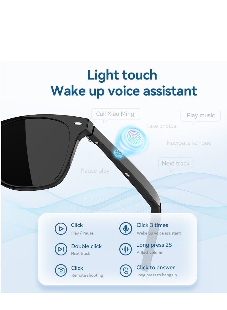 GULFLINK Smart Glasses For Men Bluetooth Glasses With Voice Assistant Bluetooth Sunglasses For All Smart Bluetooth Devices Black  - Image 2