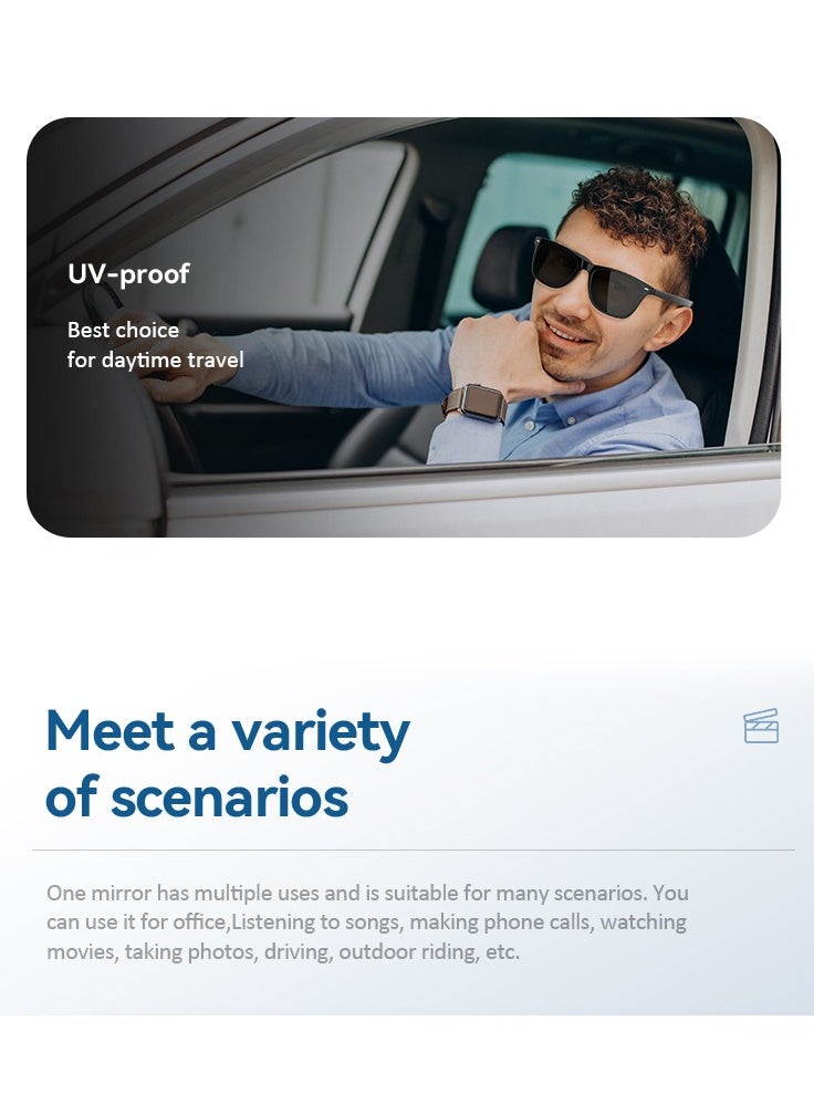 GULFLINK Smart Glasses For Men Bluetooth Glasses With Voice Assistant Bluetooth Sunglasses For All Smart Bluetooth Devices Black  - Image 5