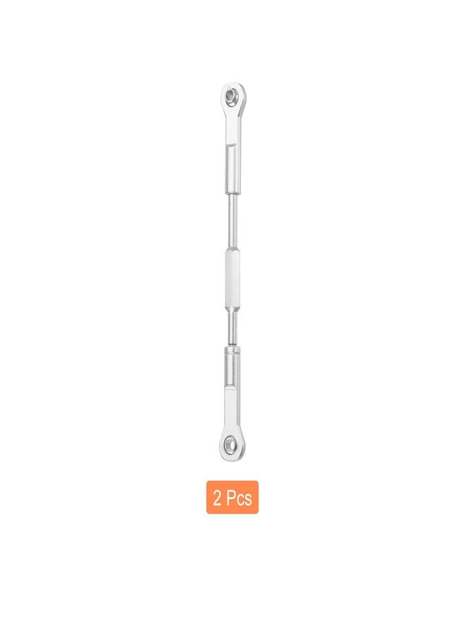 MECCANIXITY 2 Pcs Steering Servo Turnbuckle Rod RC Aluminum Alloy Linkages for HSP 1/10 94123 On-Road RC Car (Silver Tone, 96mm) - Image 3