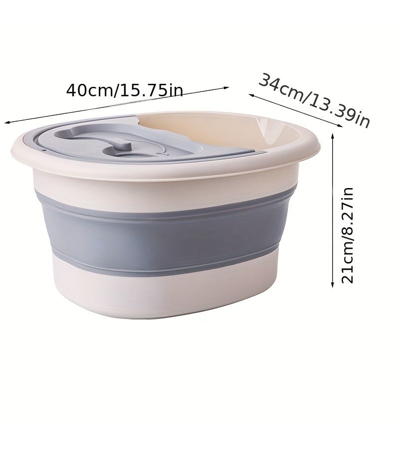 1pc Cream White Foot Massage Soaking Tub Deep Soak Portable Foot Spa Bucket Foldable For Easy Storage Durable Home Massage Product Works With Pumice Stone Or Foot File - Image 5