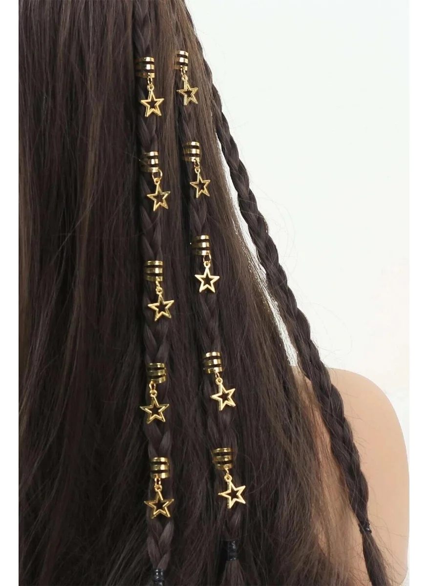 باهلس Gold Bohema Star Hair Earring Clasp Set 5 Pieces