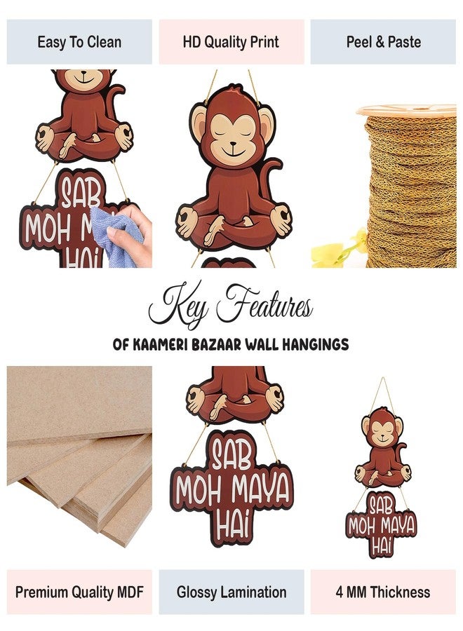 Kaameri Bazaar Quirky Monkey Thought Sab Moh Maya Hai Wall Hanging for Living Room, Home Decoration - Image 3