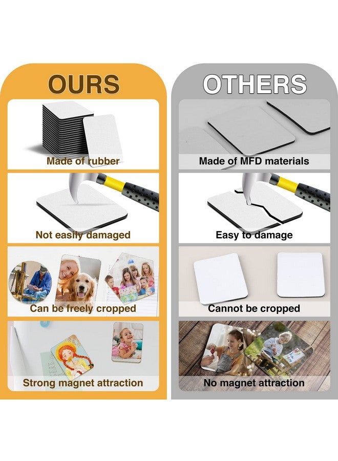 NEOACT 200Pcs Sublimation Magnet Blanks Set,Personalized Sublimation Refrigerator Magnet for Home Kitchen Microwave Oven Decor&Office Calendar with 100PCS Blank Rubber Pad(6x8cm), 100PCS DIY Soft Magnetic - Image 5
