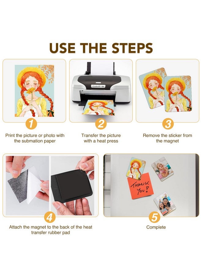 NEOACT 200Pcs Sublimation Magnet Blanks Set,Personalized Sublimation Refrigerator Magnet for Home Kitchen Microwave Oven Decor&Office Calendar with 100PCS Blank Rubber Pad(6x8cm), 100PCS DIY Soft Magnetic - Image 4