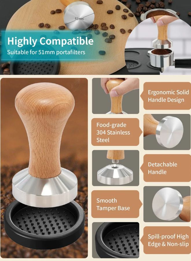 Gevi Espresso Machine Accessories - Milk Frothing Pitcher 12oz/350mL, 16 Pieces Coffee Decorating Stencils, Decorating Art Pen, Stainless Steel Tamper, Barista Towel and Coffee Tamper Placement - Image 3