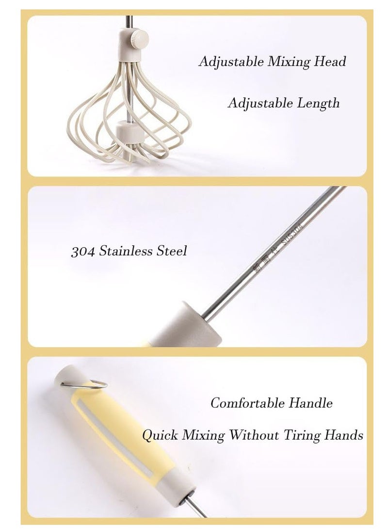 SOLARAE 2 Pcs Stainless Steel Semi Automatic Whisk, 2024 Upgrade Rotating Automatic Eggbeater for Cooking, Hand Push Mixer Stirrer Tool Manual Egg Shaker Easy Whisk Whipped Cream Dispenser - Image 5