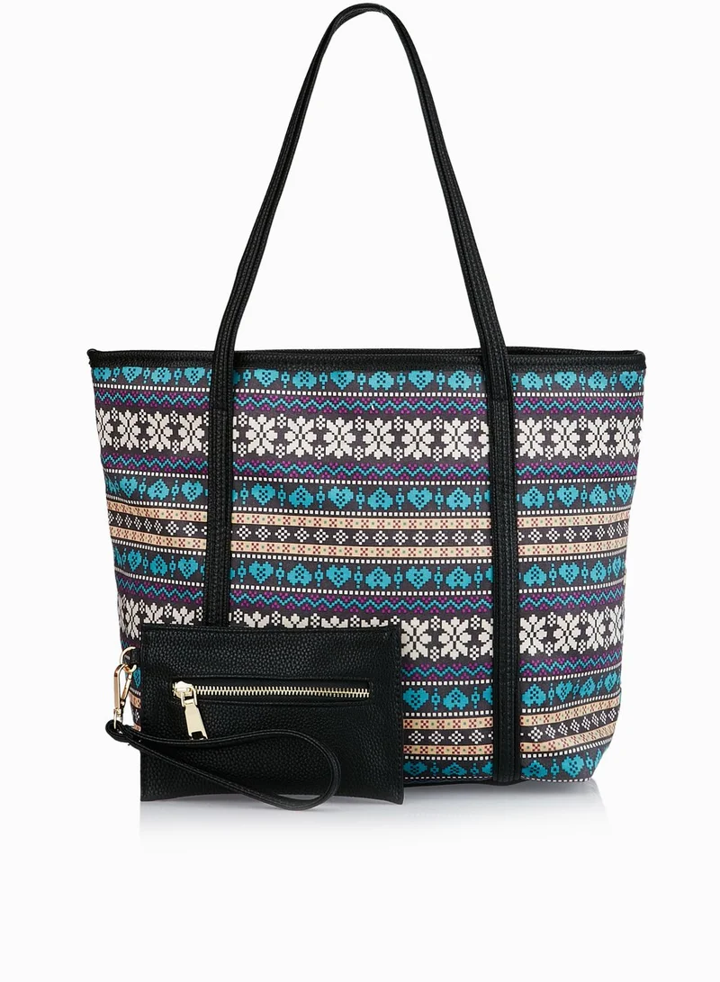 Ginger Abstract Print Shopper