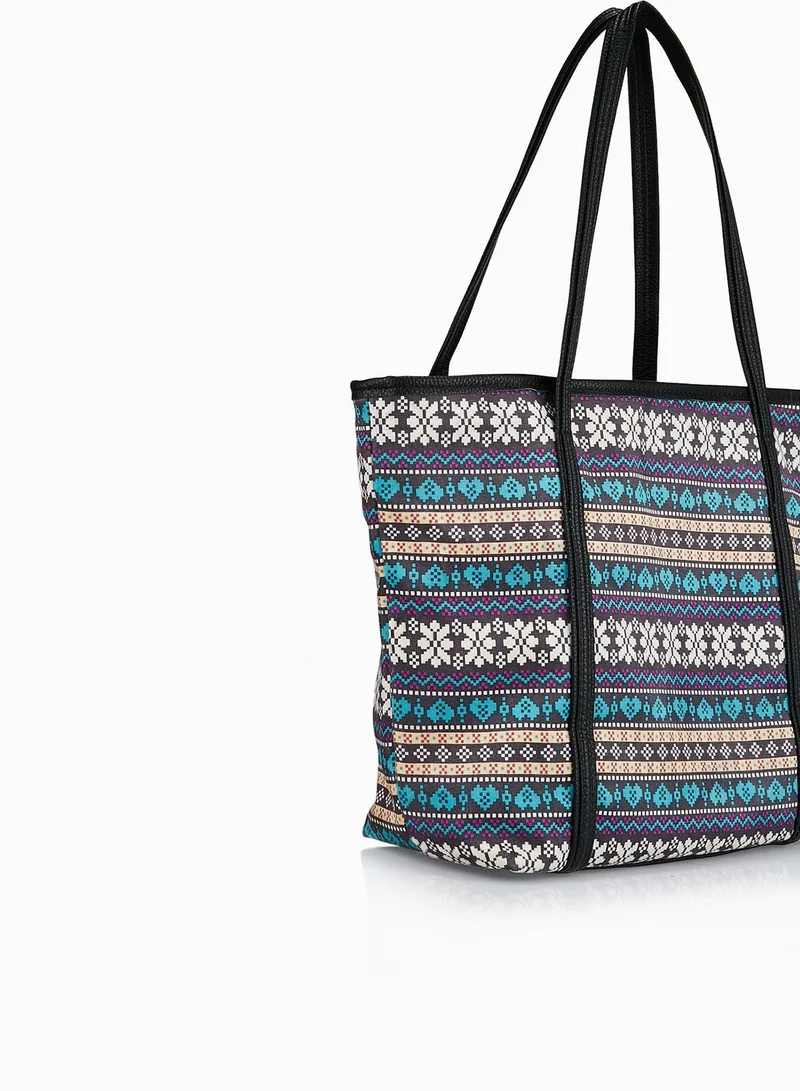 Ginger Abstract Print Shopper