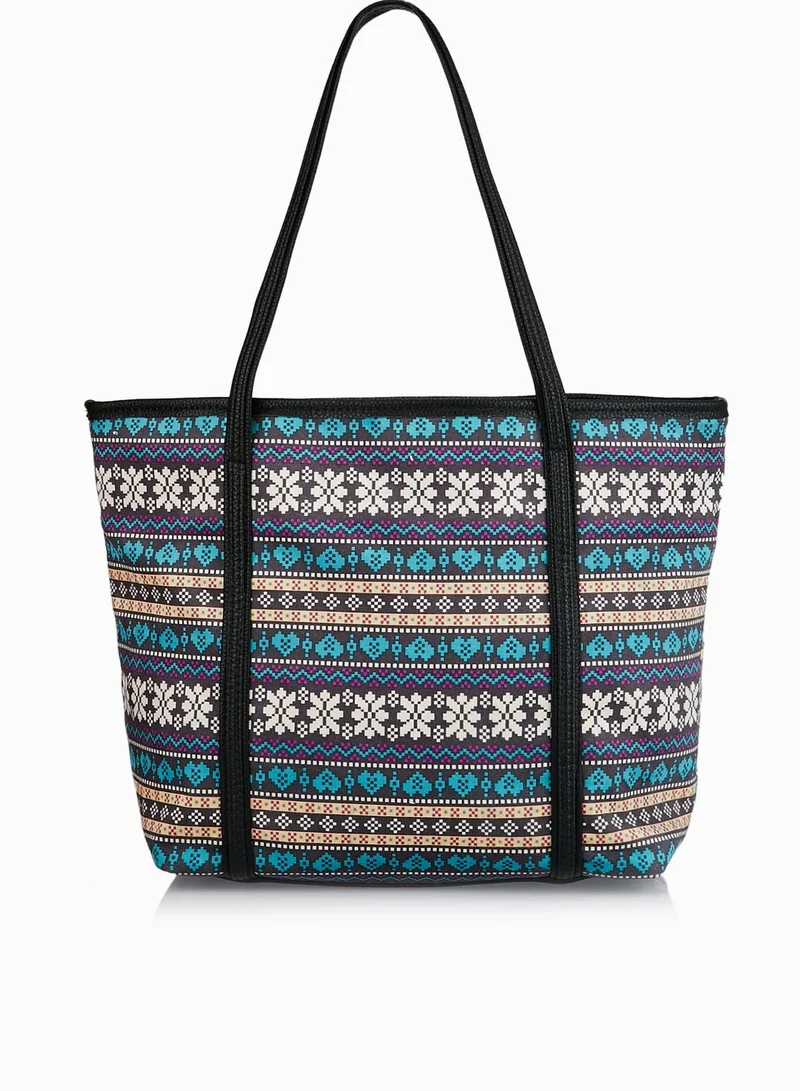 Ginger Abstract Print Shopper