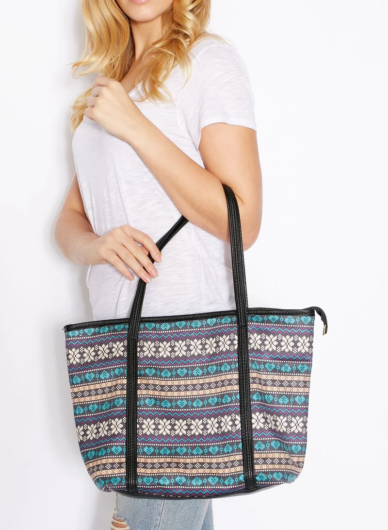 Ginger Abstract Print Shopper