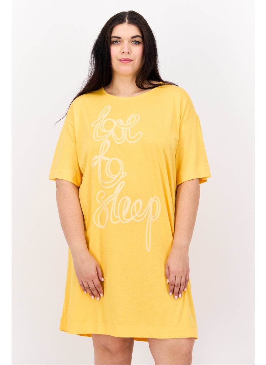 TRIUMPH - Women Printed Nightwear Dress, Yellow - Image 1