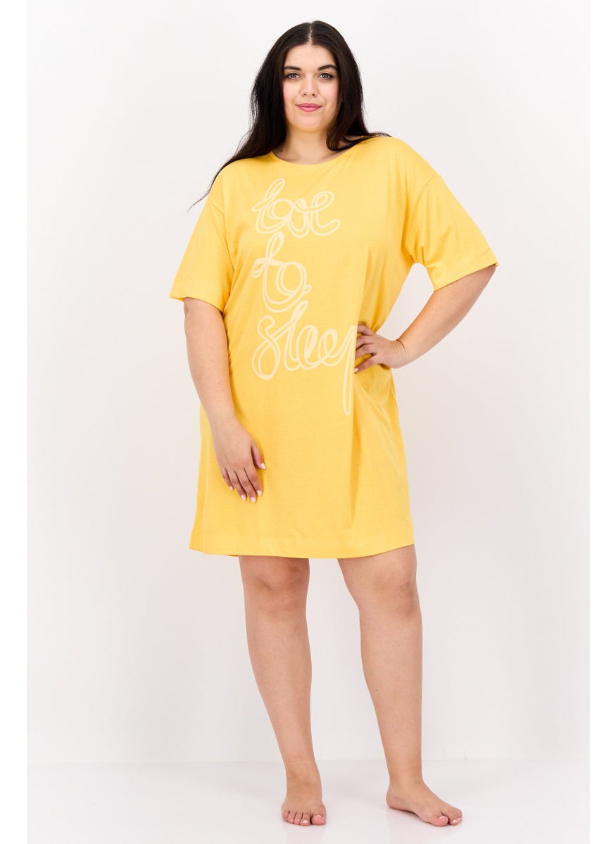 TRIUMPH - Women Printed Nightwear Dress, Yellow - Image 1