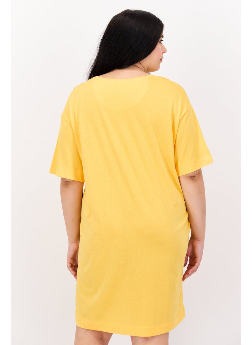 TRIUMPH - Women Printed Nightwear Dress, Yellow - Image 1