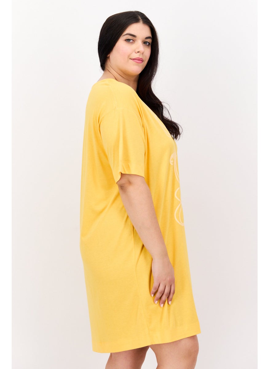 TRIUMPH - Women Printed Nightwear Dress, Yellow - Image 1