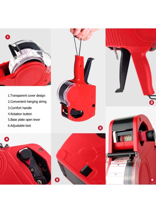 MX5500 8 Digits Price Tag Gun, Price Gun Kit with 3 Ink Refill Pricing Gun, Premium Label Gun Label Maker Pricing for Office Retail Shop Grocery Store Organization Marking (Red) - Image 2