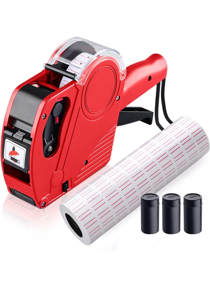 MX5500 8 Digits Price Tag Gun, Price Gun Kit with 3 Ink Refill Pricing Gun, Premium Label Gun Label Maker Pricing for Office Retail Shop Grocery Store Organization Marking (Red) - Image 1