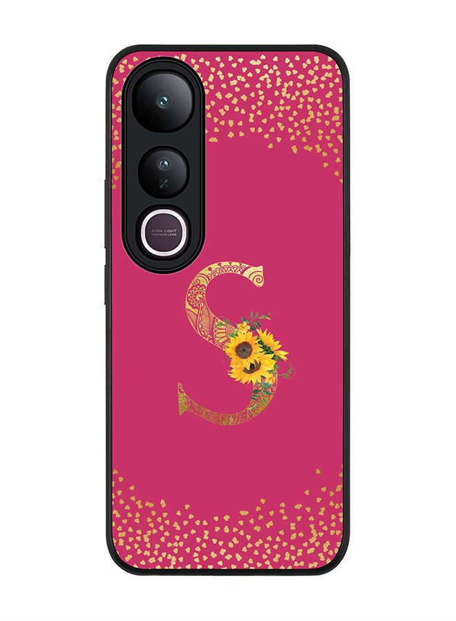 Stylizedd For vivo V50 Lite Case,Slim fit Camera Protection, Shockproof Thin Phone cover  - Custom Floral Monogram - S ( Deep Pink )