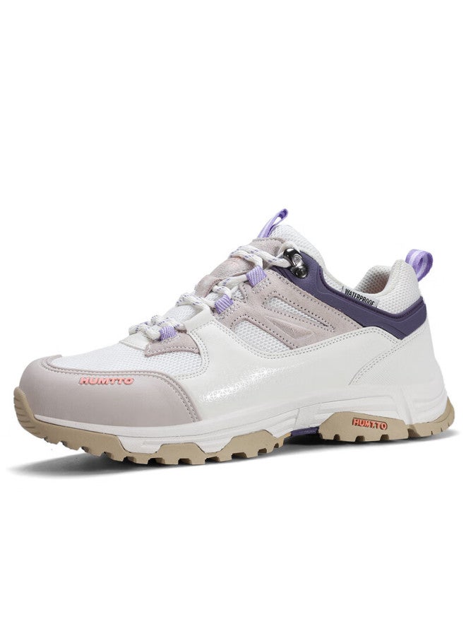 HUMTTO Humtto Waterproof Women's Anti-slip Hiking Shoes Four Seasons Outdoor Leisure Shoes Ivory White-purple 38 - Image 2