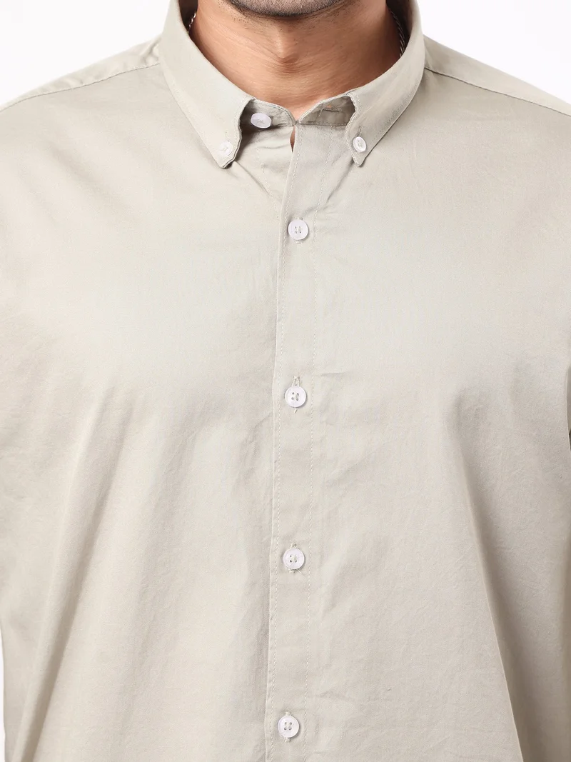 Maniac  Maniac Mens Solid Collared Neck Full Sleeve Soft Twill Fabric Mist Green Shirt for Men | Best Price UAE