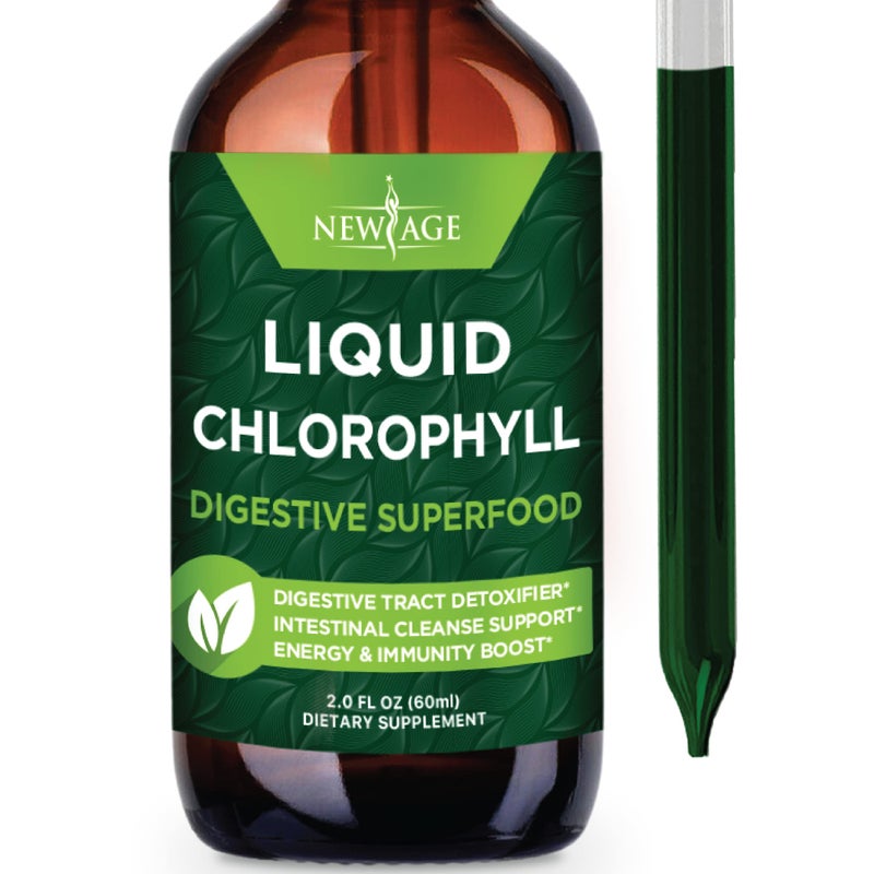 NEW AGE Chlorophyll Liquid Drops Natural Concentrate Energy Booster Digestion and Immune System Supports Internal Deodorant Liver Function 2 Fl Oz Pack of 1
