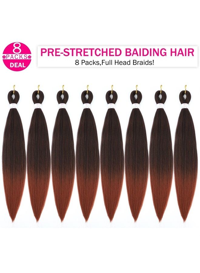 Pre stretched Braiding Hair,20 Inch 8 Packs Prestretched Braiding Hair Bundles With Orange Ends,Professional Synthetic Hair For Crochet Braids,Itch Free,Soft,Yaki Straight (20 inches,T1B/350#)