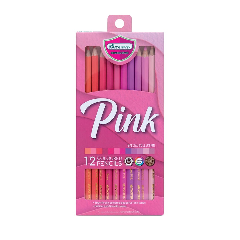 MASTERART Colored Pencils Special Collection Set of 12 Colors for Kids and Adults Coloring PINK SET - Image 2