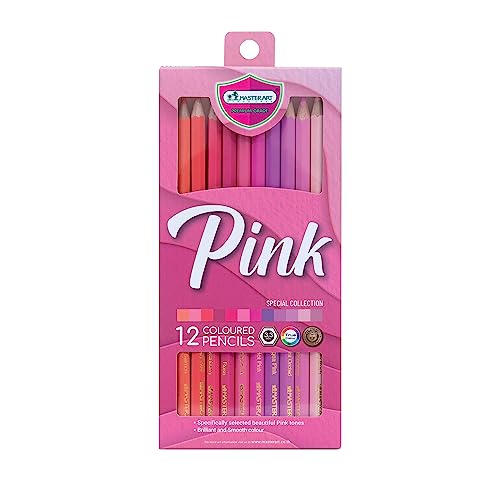 MASTERART Colored Pencils Special Collection Set of 12 Colors for Kids and Adults Coloring PINK SET - Image 1