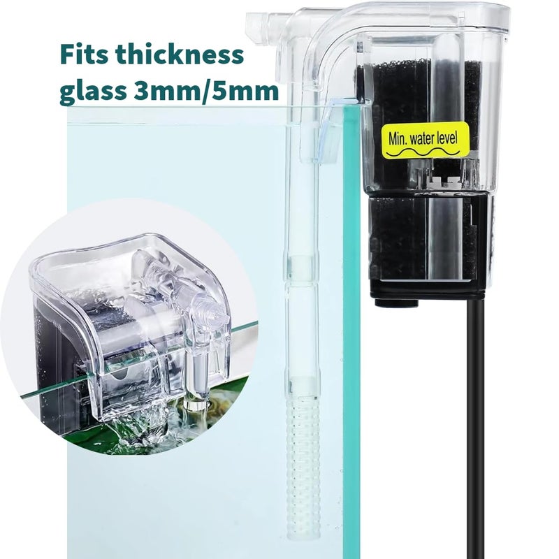 Scroll Store Store Mini Transparent Hang on Back Filter LY-401 | 2.5W, 250L/Hr | Compact Aquarium Hang on Filter for Small Fish Tanks & Bowls - Image 2