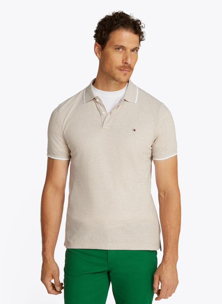 TOMMY HILFIGER Regular Fit Linen Short Sleeve Polo - Image 1