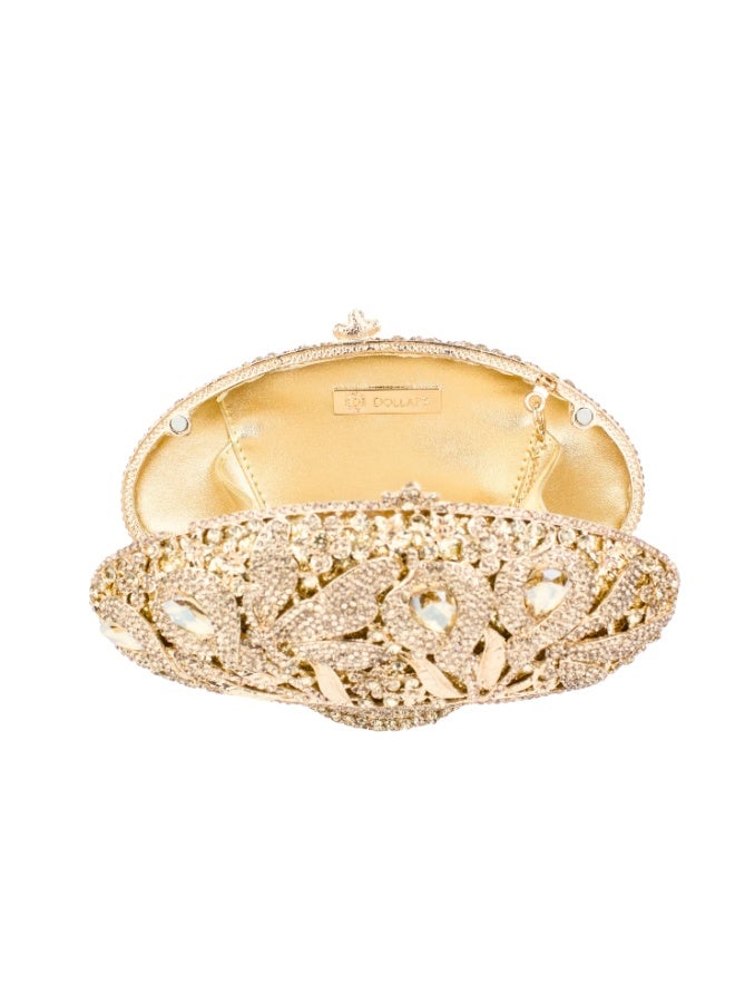 Dollar's Elegant Sparkle Crystal Purse CP63 - Metal Rhinestone Evening Clutch Bag, Bridal Wedding Party Handbag, Crossbody Chain Bag, Formal Event Stylish Designer Purse Gift (Gold) - Image 4