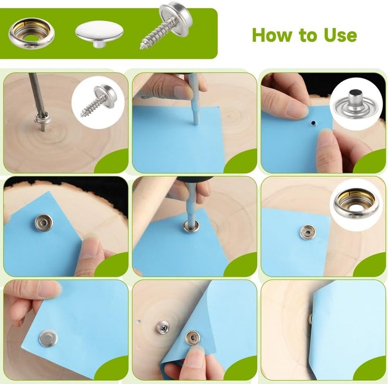320-Piece Canvas Snap Button Kit With Screw Snaps, Boat Cover Snaps & Tools For Furniture & Diy Projects - Image 4