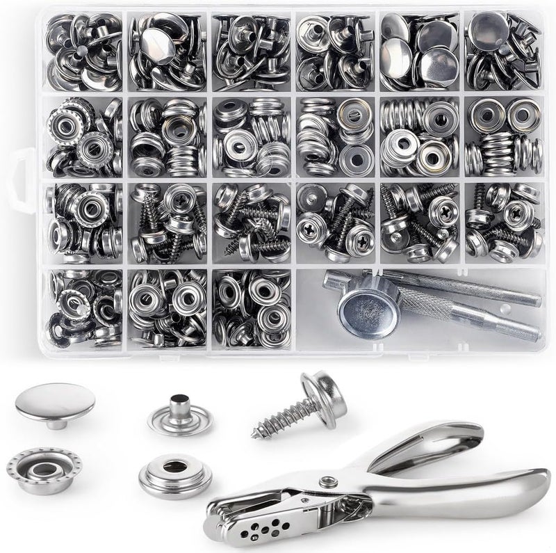 320-Piece Canvas Snap Button Kit With Screw Snaps, Boat Cover Snaps & Tools For Furniture & Diy Projects - Image 1