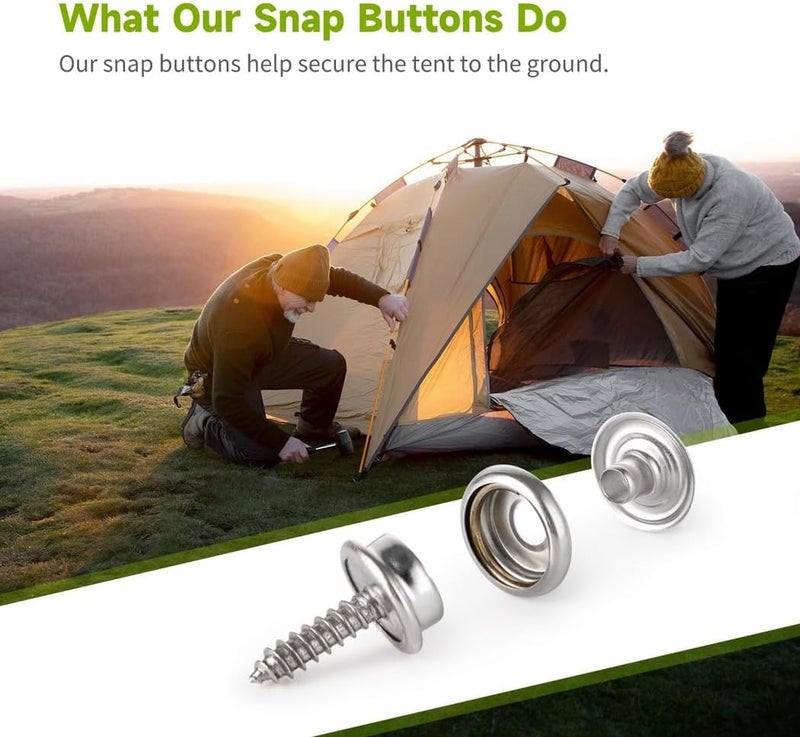 320-Piece Canvas Snap Button Kit With Screw Snaps, Boat Cover Snaps & Tools For Furniture & Diy Projects - Image 2
