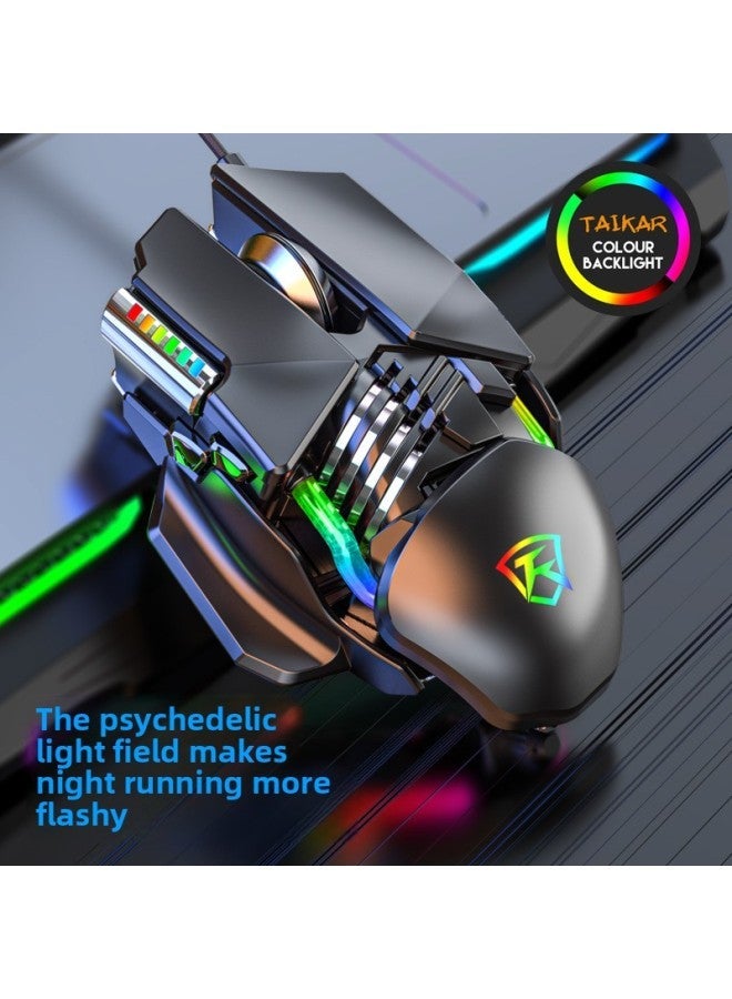P3 Mechanical Rgb Mouse Wired Macro Programming Eat Chicken Computer Notebook Desktop Office Game E-sports-Color:wired Black - Image 2