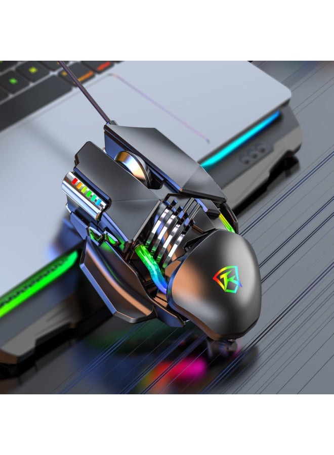 P3 Mechanical Rgb Mouse Wired Macro Programming Eat Chicken Computer Notebook Desktop Office Game E-sports-Color:wired Black - Image 1