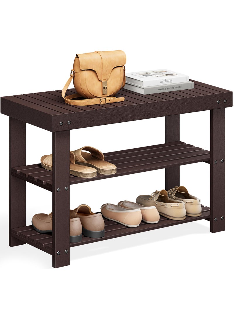 SONGMICS SONGMICS Shoe Rack Bench 3Tier Bamboo Shoe Storage Organizer Entryway Bench Holds Up to 286 lb 113 x 276 x 178 Inches for Entryway Bathroom Bedroom Brown ULBS04Z 