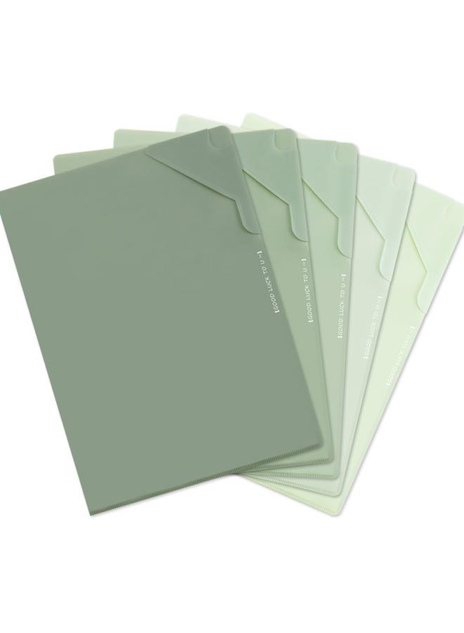 GAUENEEN Plastic Folders Sleeves, Gradient Colors Plastic Project Pockets for Paper 11.9 × 8.5 Inches, Transparent Document Folders for School and Office Supplies (5 Pack, Green) - Image 1