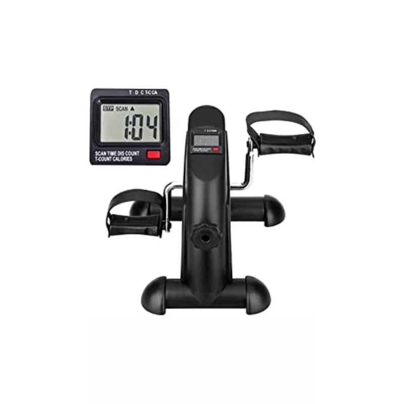 e World Mini Exercise Bike, Under Desk Bike Pedal Exerciser - Portable Foot Cycle Machine - Arm and Leg Peddler Machine with LCD Screen Displays Black - Image 1