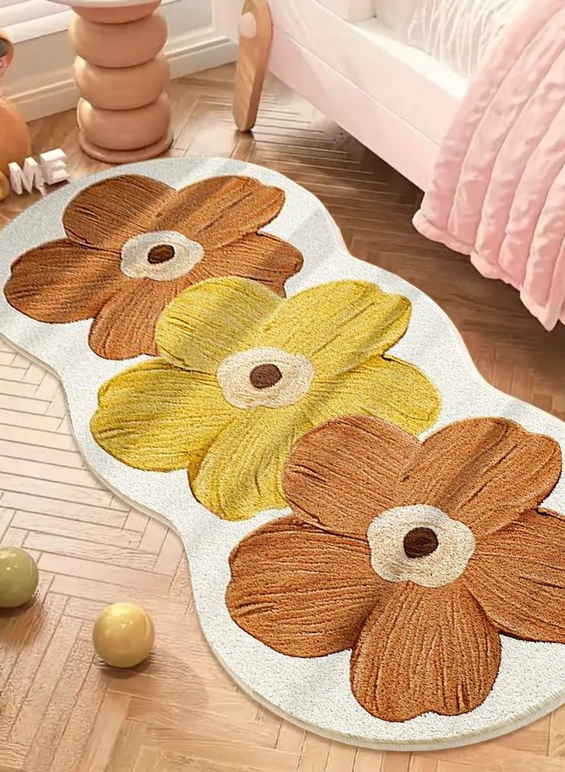 LOOPITYS Irregular standard flower mattress carpet, used for anti slip carpets in rooms and living rooms, carpet interior decoration, (orange, 120 * 50CM) - Image 2
