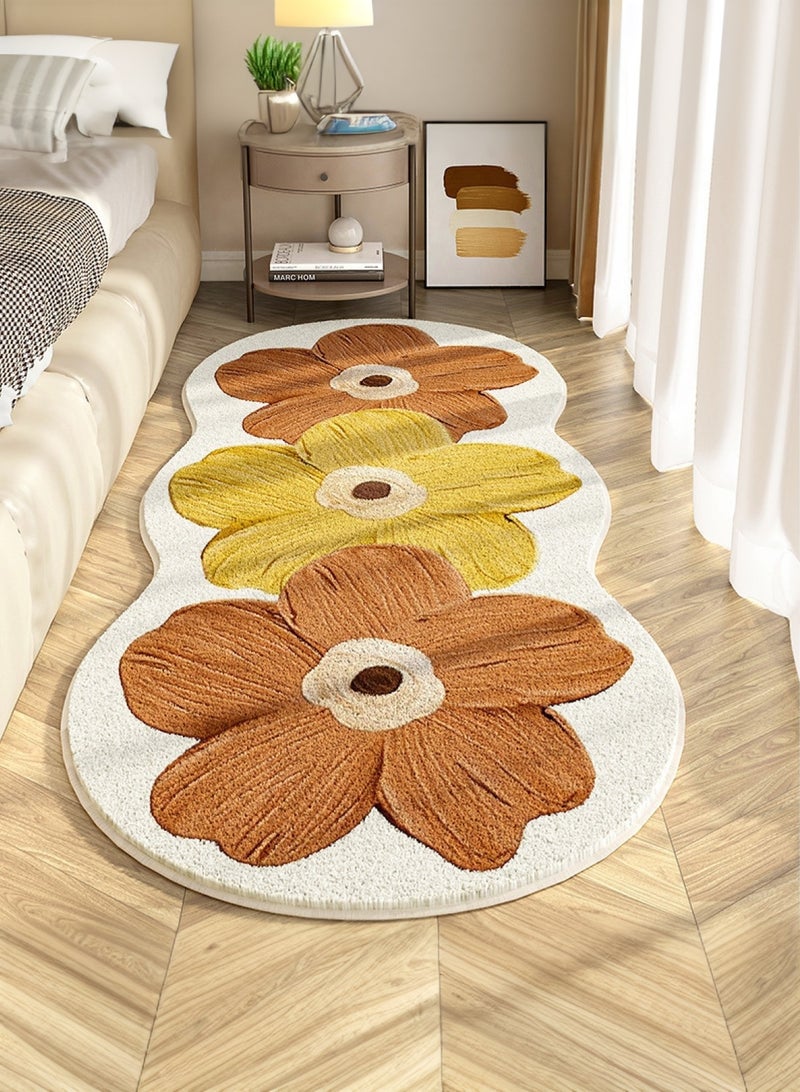 LOOPITYS Irregular standard flower mattress carpet, used for anti slip carpets in rooms and living rooms, carpet interior decoration, (orange, 120 * 50CM) - Image 1
