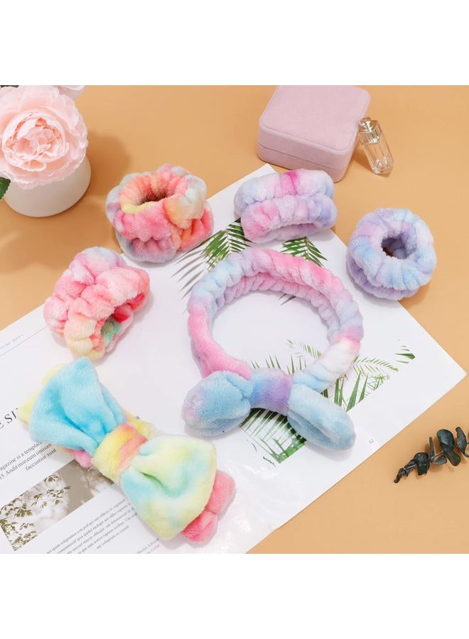 Whavel 6PCS Spa Headband and Wristband Set, Face Wash Headband Makeup Skincare Headband Wrist Bands for Washing Face - Image 4