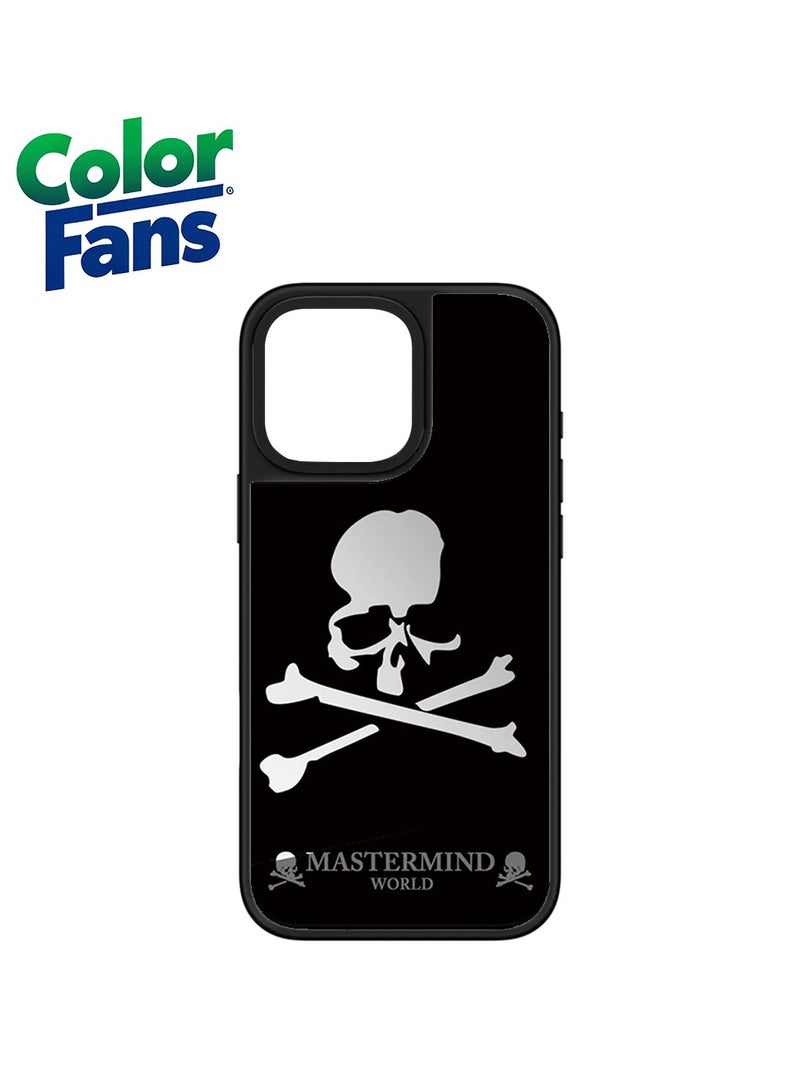 جراب هاتف iPhone 14 Pro Max Mastermind Skull Mirror - أسود مع فضي عاكس