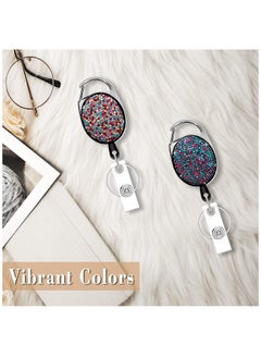 Y&D Retractable ID Badge Holder Set, Multipurpose Shiny Bling Rhinestone Reel Keychain with Belt Clip, Key Ring, Strap for Nurse, Teacher, Student, Office Worker (2 Pack)  - Image 3