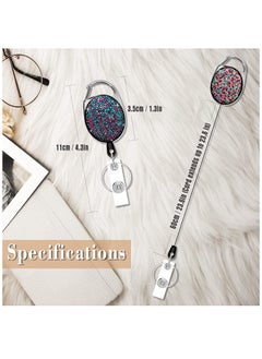 Y&D Retractable ID Badge Holder Set, Multipurpose Shiny Bling Rhinestone Reel Keychain with Belt Clip, Key Ring, Strap for Nurse, Teacher, Student, Office Worker (2 Pack)  - Image 4